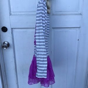 Justice Gray Striped Purple Lace Tutu Dress Peace